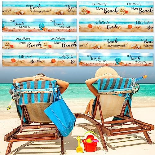 Boao 8 Pack Towel Bands for Beach Chair, Pool & Cruise Essentials, Elastic and Windproof, Towel Chair Clips Lounge Strap Holder, Cruise Ship Accessories (Beach)