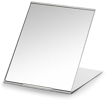 VANCOV Taschenspiegel, Ultradünner Langlebiger Makeup-Spiegel mit Aluminiumschale, Tragbarer Klappspiegel Unisex, Kosmetikspiegel für Reisen (Extra groß)