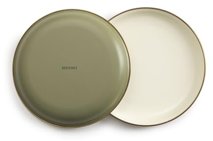 Barebones 2-Tone Salad Plate - Set of 2, 8-Inch Salad Plate - Enamelware Plates - Durable Kitchen or Camping Plates (Olive Drab)