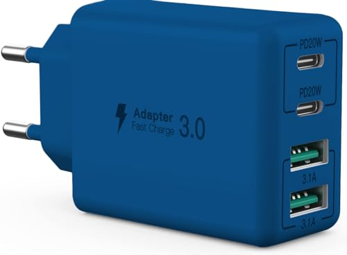 USB C Ladegerät, 40 W 4 Ports USB C, Schnellladeblock Dual Port PD+QC, Multiport Typ C Ladegerät kompatibel mit iPhone 11/12/13/14/15/Pro Max/XS/XR/8/7/Samsung Telefon/Tablet