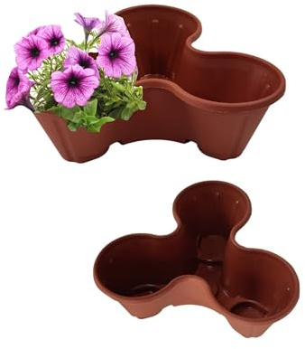 Shop4allsorts 1 Single Terracotta Colour Strawberry Trio Planter Stackable Plastic Patio Herb Planter Flower Pot