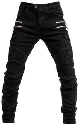 Agiyenna Pantaloni Jeans da Moto da Uomo con Tasche sulle Cosce Protezioni Jeans Antigoccia con Pantaloni da Moto a Gamba Dritta per Piloti di Moto