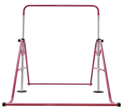 WOLEGM Asta da ginnastica per bambini, regolabile in altezza, pieghevole, portata fino a 100 kg, colore: rosa