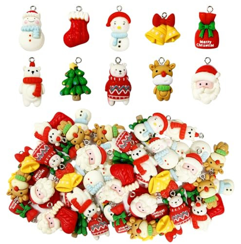 30 pièces Noël Pendentifs, Décoration Sapin Noël, Suspensions pour Sapin de Noël, Décoration Sapin de Noel, Pendentif de Noël, Breloques de Noël, pour Sapins de Noël, pour Bracelet DIY Collier