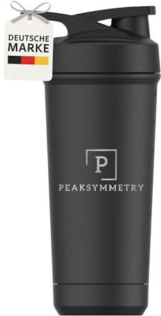 Peaksymmetry Edelstahl Protein Shaker, 750ml – Hochwertiger Shaker für Eiweiß, Sport & Fitness, mit Skala – Perfekt für Eiweißshakes, Diät und Fitnessdrinks