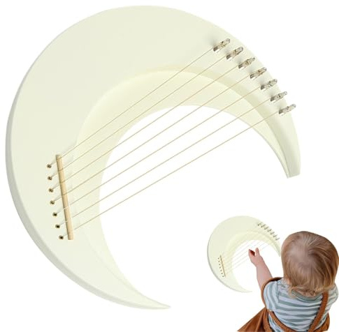 Måne-lyra-harpa, lyre-harfe-musikinstrument, trä mån-lyraharpa, 7-strängad lyre piano – Crescent musikinstrument, bärbart harpinstrument med stämnyckel för musikälskare