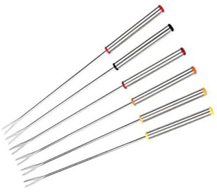 KOCKSHION Lot De 6 Fourchettes À Fondue En Acier Inoxydable Manche Isolant Thermique 9.45 Pouces Pour Fondue Au Chocolat Fromage Grillé Et Guimauves