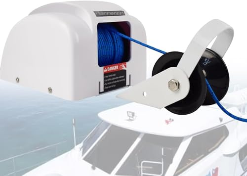 VNATWGOO Heavy Duty 12V Electric Anchor Winch, 318kg Lift with Automatic Function and LED Light, for Fishing and Deck Boats CordlessANDCable