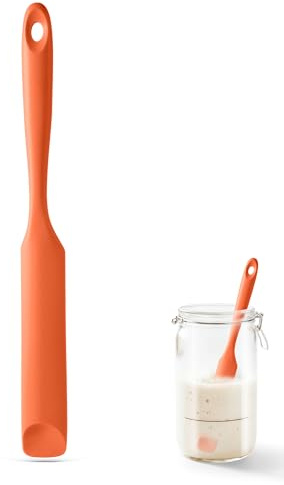 U-Taste spatola per barattoli, spatola silicone piccola con punta flessibile a cucchiaio e nucleo robusto per mescolare, raschiare e spalmare pasta madre, burro di arachidi, marmellate (Arancione)