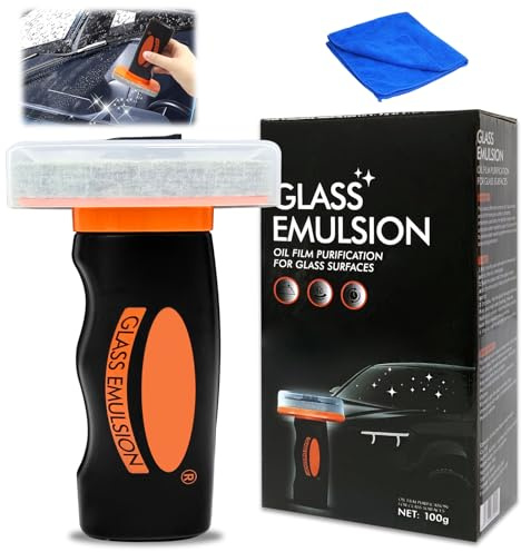 Audasi Q4 Glass Guard, Car Windshield Oil Film Remover with Towel Q4 Glass Cleaner Car Windshield Oil Film Remover Glass cleaning Board for Car Windshield Removes Stubborn Oils Residue and Water Spots