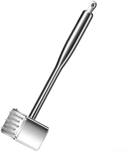 Ablandador de carne de acero inoxidable 316 de doble cara resistente con pincho y rejilla para carne de res, ajo, trituración de nueces, compatible con uso en cocina