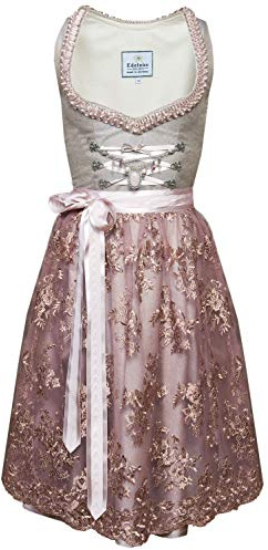 Edelnice Trachtenmode Esclusivo design Midi Dirndl Ophelia con grembiule Dirndl in pizzo e Charivari, taglia 32-54, Ofelia, 46