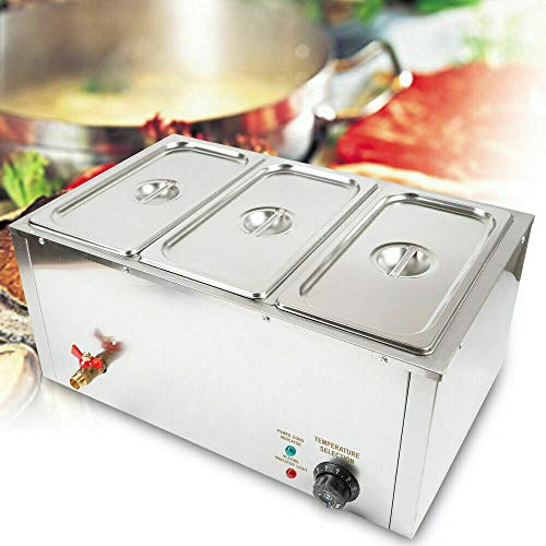 1/3 x 3 set di scaldabagni elettrici, 7 l, in acciaio inox, per bagnomaria calda
