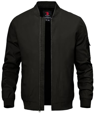 TBMPOY Men's Black Lightweight Bomber Jackets Light Windbreaker Casual Stylish Fall Golf Dress Business Varsity Black XXXL
