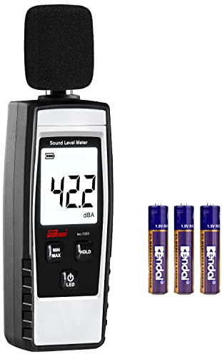 Decibel Meter, Portable SPL Meter (Sound Pressure Level Meter), Digital Noise Meter, Range 30-130dB(A) db Meter, Noise Volume Measuring Instrument, Sound Monitoring Tester (Battery Included) Gray