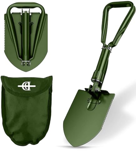 Behandy Klappschaufel, dreifach faltbar, für Auto, Camping, Schaufel und Spitzhacke, militärisches Werkzeug für Gartenarbeit, Graben von Schmutz, Sand, Schnee, Offroad, tragbares Auto-Notfall-Set