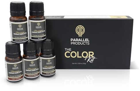 Parallel Products Henna Color Kit - Professional Hair Tint and Root Touch Up - 3 Gram Mini-Collection for Grey Coverage