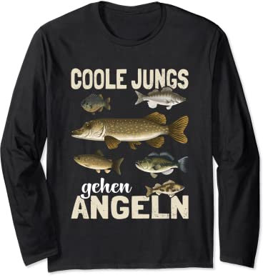 Coole Jungs gehen Angeln lustiges Fische Sportfischer Angler Langarmshirt