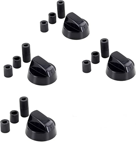 RYELDOM - KIT 4 MANOPOLE UNIVERSALI PER CUCINA A GAS NERA INNESTO 6-7 - 8 MM - Stile e Precisione al Tuo Fornello