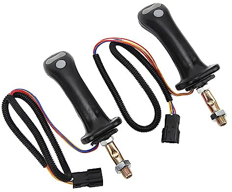 Excavator Joystick Lever 2Pcs 3 Button Excavator Joystick Handles 6 Pin Black Aluminum Alloy Compatible with DH DX150 215 225 300 370 9C