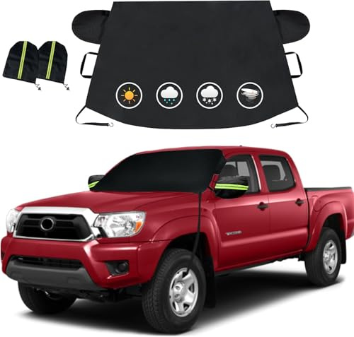 Joroamp Car Windshield Cover for Ice and Snow,600D Frost Removal Wiper Protector, All Weather Waterproof Sunshade Snow Cover with Side Mirrors Cover Fits Most Cars Trucks SUVs, XL (74 x 43 Inches)
