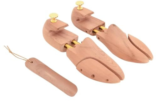vidaXL Schuhspanner mit Schuhlöffel, Schuhformer mit Knaufs Federn, Schuhdehner für Damen Herren, Schuhweiter Schuhstrecker, Massivholz Zeder