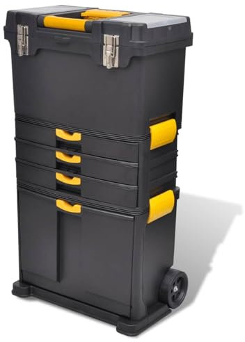 Tidyard Tool Chest Trolley on Wheels Rolling Workshop with 3 Drawers and Top Cabinet for Garage DIY Tools
