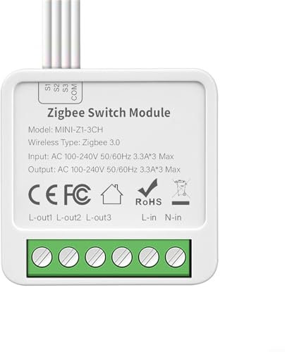 Smart Light Dimmer Switch, Zig-Bee for TUYA Smart Switch Module 10A 2/3/4 Gang 2-way Control Module for Home Automation Module(Three-way breakers)