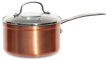 Nuwave Healthy Duralon Blue Ceramic Nonstick 1,4L Saucepan in Rustic Copper, Diamond Infused Scratch-Resistant, PFAS Free, Dishwasher & Oven Safe, Induction Ready & Evenly Heats, Stay-Cool Handle