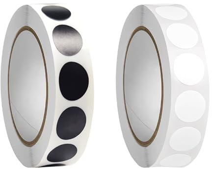 Runde Aufkleber (2000 Stück), Weiße Runde Aufkleber, Punktaufkleber für DIY, Für farbkodierungsetikett für Büro, Geschäft, Zuhause, Klassenzimmer, 13mm, Weiß+Schwarz