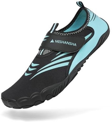 Mishansha Chaussures Aquatiques Homme Femme Chaussure d'eau Chausson de Plage pour Piscine Mer Baignade Plongée Bleu Clair,GR.37