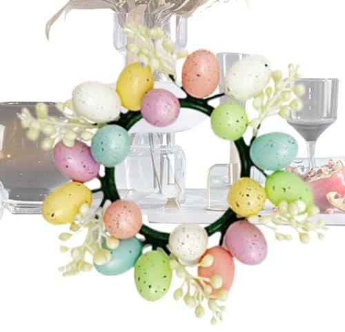 Adorabile ghirlanda di candele pasquali, 18 cm, riutilizzabile, con uova, centrotavola floreale da tavolo per camera da letto, scrivania e decorazione per le vacanze