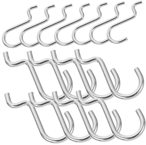 Garneck Pack of 20 Pegboard Hooks and Hooks for Perforated Wall Garage Pegboard J Small Storage Pegboard Hanger Heavy Assembled Use Made of Metal Utility - Silver Iron