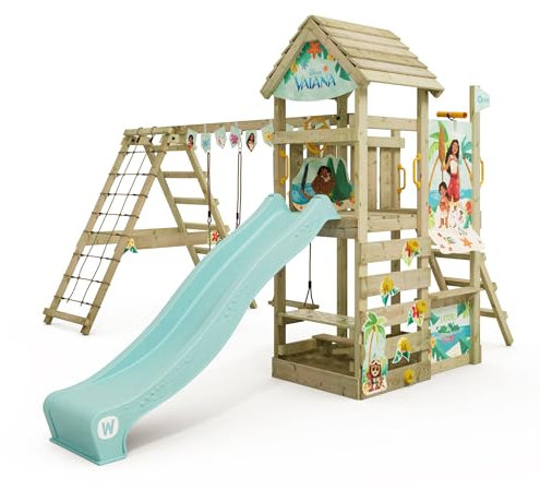 Disney's Vaiana Story Spielturm von Wickey - Klettergerüst, Kletterturm, Gartenspielgerät für Kinder - Outdoor Garten Spielplatz aus Holz mit Sandkasten