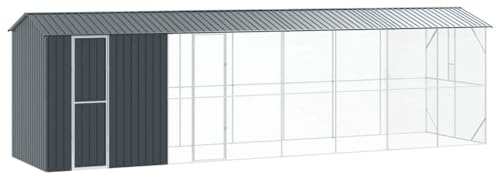vidaXL Vogelkäfig Anthrazit 860 x 208 x 247 cm Verzinkter Stahl, Garten und Terrasse, modernes Vogelhaus, geräumiger Freiluft-Habitat, sicherer Rückzugsort