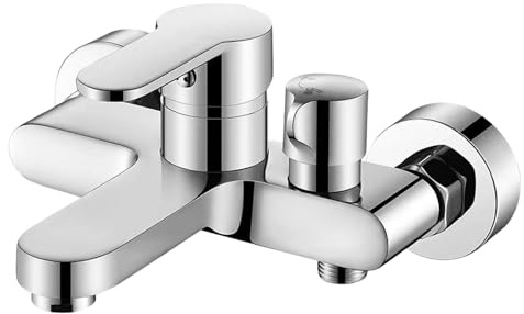 Leikurvo Grifo Mezclador para Bañera, Latón Giratorio, Monomando para Montaje en Pared, Cromado, Plateado