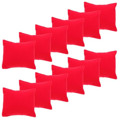 Warmhm Lot de 10 Coussins pour Montres et Bracelets en Peluche Rouge Petit Format Rembourré Coton Coussin Porte-Montre Décoratif pour Présentoirs et Boîtes à Bijoux