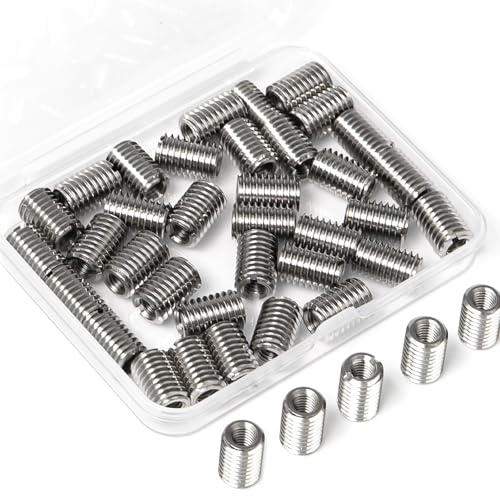 Pilikoll 40 stycken gänginsatser M8 till M6 x 15 mm rostfritt stål reduceringsmutter gänghylsa rostfritt stål gänghylsa gängadapter inskruvsmutter för bilar ångturbiner mekanisk utrustning