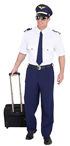 Pilotenkostüm Pilot Steward Uniform Flieger + Pilotenmütze (46/48)