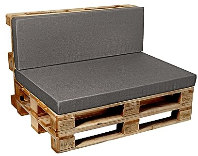 Garden Factory Coussins pour Canape Euro, Coussins Palette, Coussins pour Meubles en Palette V2 Set (Assise 120x80+Dossier 120x40) Gris