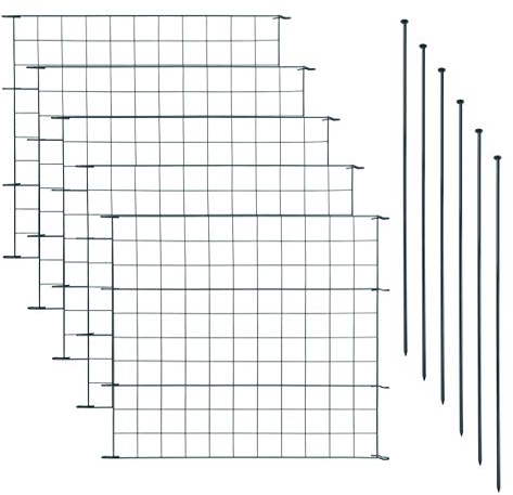 ESTEXO Teichzaun Gartenzaun 11tlg Set Zaun Teich 5 Zaunelemente Gitterzaun Anthrazit Gitter Steckzaun Elemente Welpenauslauf Gerade