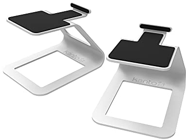 Kanto SE2W Elevated Desktop Speaker Stands for Small Speakers | White | Pair