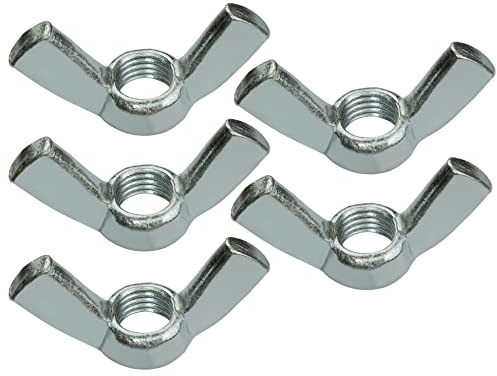AERZETIX - C58241 - Juego de 5 Tuercas mariposas/orejas M16 - tuercas de aleta - métrica hembra - en acero galvanizado - color plata