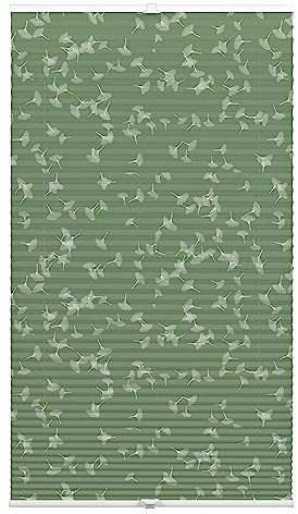 GARDINIA Plissee zum Klemmen, Blickdichtes Faltrollo, Alle Montage-Teile inklusive, Plissee verspannt mit Zwei Bedienschienen, Japandi Ginkgo Jade Green, Grün, 80 x 130 cm