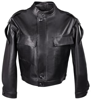 QUEEN HELENA Giacca di Pelle Leggera Giacchetta Biker Giubbino Corto Casual Donna Y4007 (IT, Testo, M, Regular, Regular, Nero)