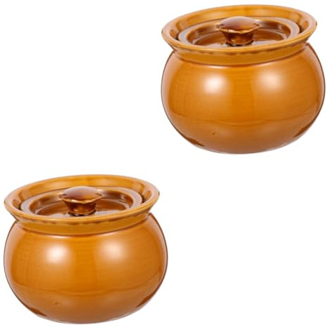 ANSNOW Topf Dampfschale Ton Kochtopf Suppe Kochgeschirr Keramik Suppentopf Dampfgarer Zum Kochen Ofensichere Suppenschüsseln Keramik Kochgeschirr Mit Deckel Maistopf Keramik Steintopf Haushalt/Braun