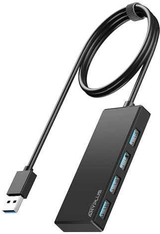 ANYPLUS USB Hub, Multiport USB Splitter Adapter, 2 ft Long Cable USB 3.0 Hub, USB Extender for Laptop, PC, iMac, Surface Pro, MacBook, Mac Pro, Flash Drive, XPS, Mouse, HDD