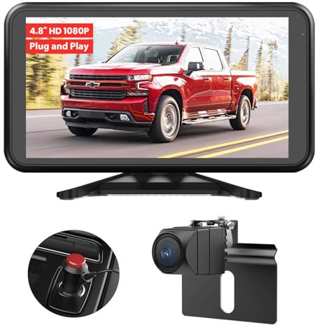 AUTO-VOX Reversing Camera Plug-Play 4.8 1080P Clear Night Vision Reverse Camera System, IP69K Waterproof 3X Zoom Rear View Camera Stable Signal, Reversing Camera Kit for Van Car Truck Pickup SUV