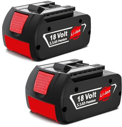2X 18V 5,5Ah/5500mAh Ersatz Li-Ionen-Akkus für Bosch 18V Li-Ionen-Akku BAT609 BAT609G BAT610G BAT611 BAT612 BAT618 BAT618G BAT619 BAT619G BAT622 BAT620 Akku-Ersatzteile