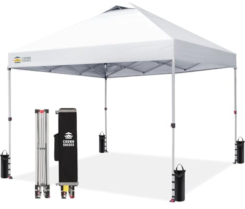 CROWN SHADES Pavillon 3x3 Wasserdicht Stabil Winterfest, Pop up Faltpavillon UV Schutz 50+, Partyzelt Für Outdoor Camping, 3-Fach Höhenverstellbar, Gartenpavillon mit Tragetasche (Weiß)
